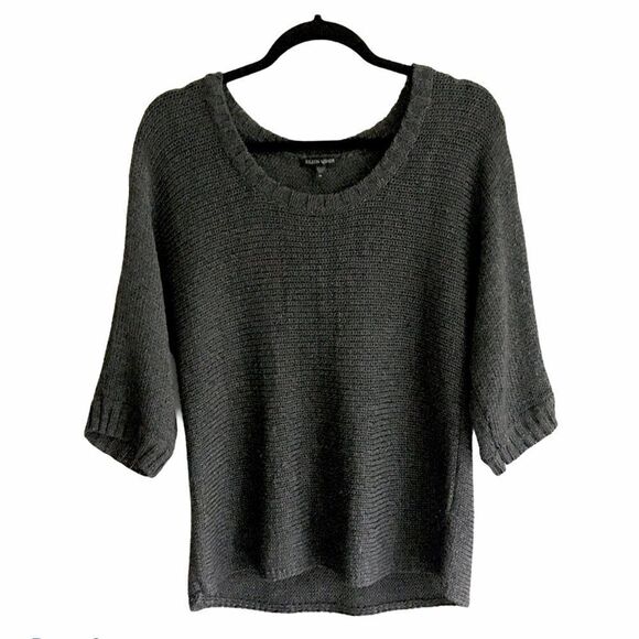 𝅺EILEEN FISHER Scoop Neck Metallic Sweater Grey M - Picture 1 of 4